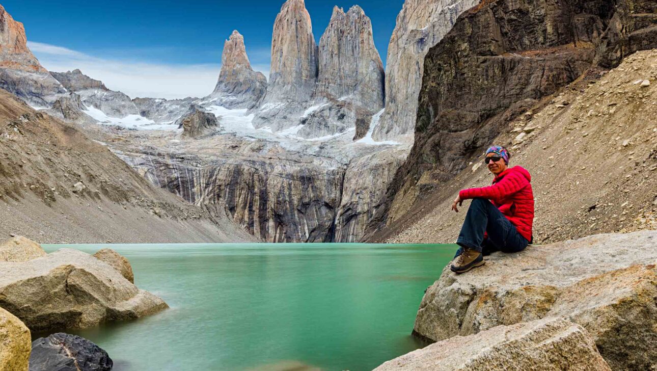 A woman resting at Las Torres.