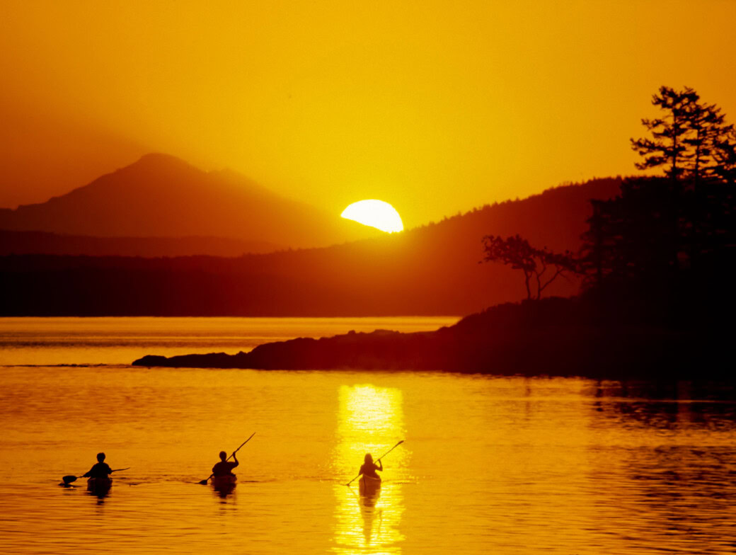 A sunrise overlooking the San Juan Islands.